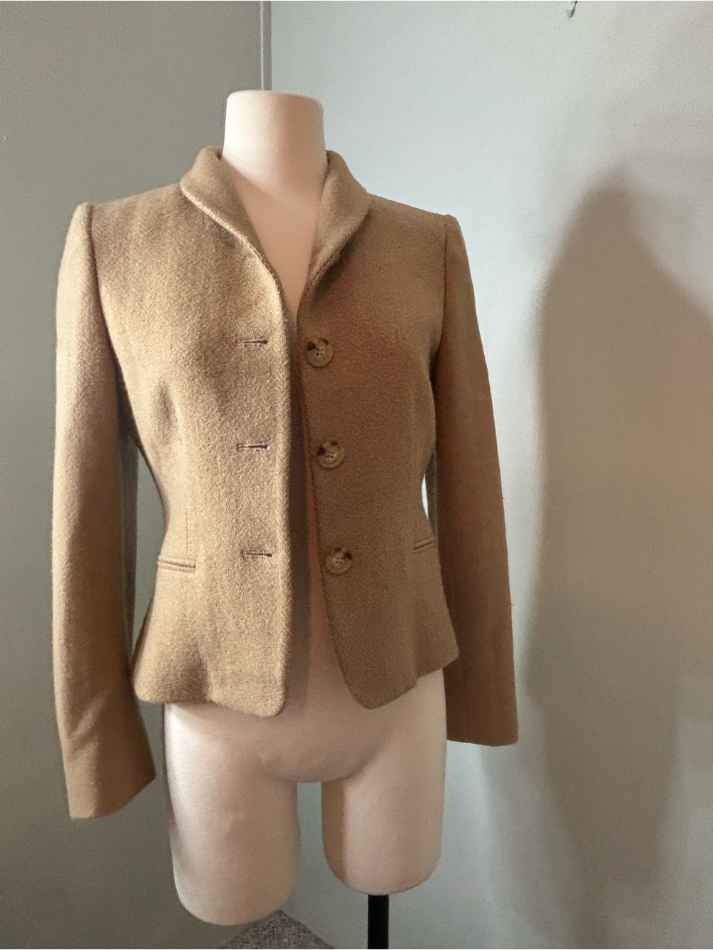 Lauren Ralph Lauren Camel Wool-Blend Tailored Blazer